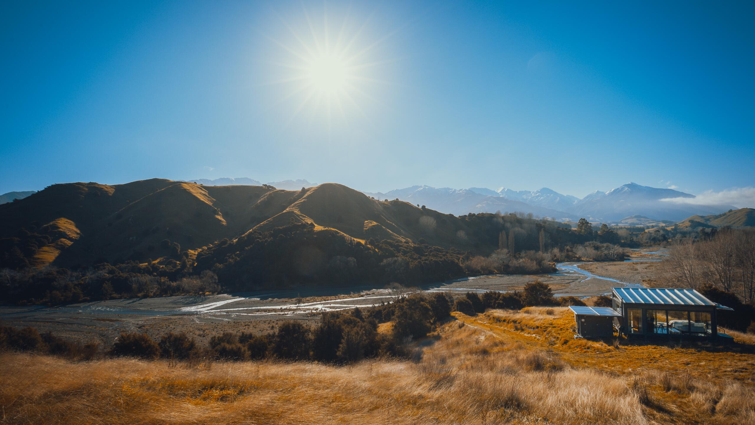 Kahutara PurePod blue sky winters day views